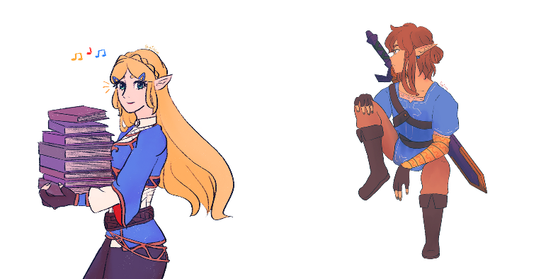 2021, Zelda and Link from Breath of the Wild. Made for a Zine I hosted with Xygdrasil!