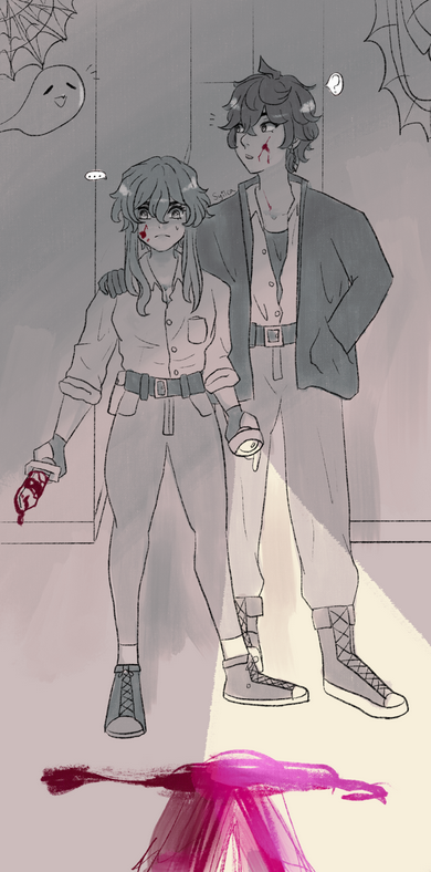 2021, Lumine and Childe from Genshin Impact. I think this was a detective AU?