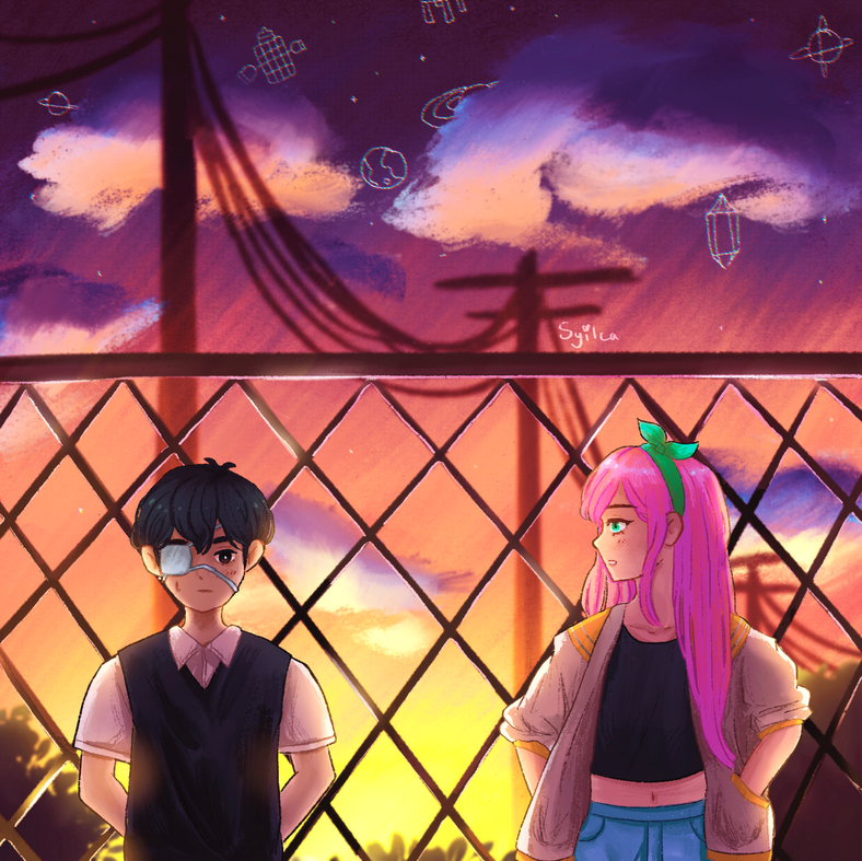 2022, Aubrey and Sunny from Omori. Aubrey's eyes still bother me... I love the colors in this though!