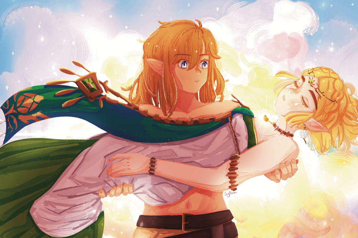 2023, Zelda and Link from Tears of the Kingdom, reference from Laputa: Castle in the Sky. I love this piece!
