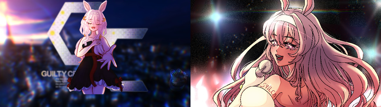 2024, Streamer persona. Some thumbnails for song covers I posted! The first one was for My Dearest and the second one was for Sweet Dream.