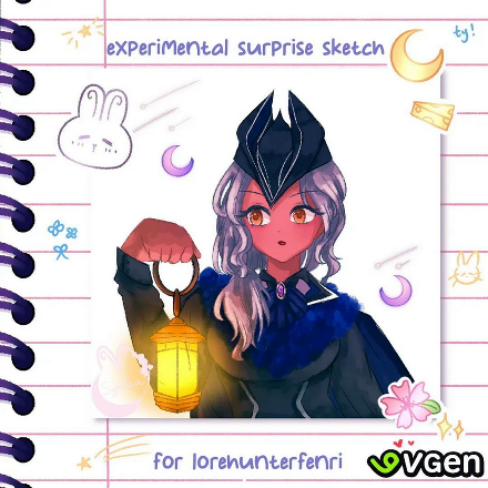 2025, Experimental surprise sketch for Lorehunterfenri.